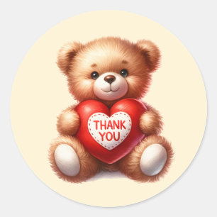 Cute Thank you bear Classic Round Sticker