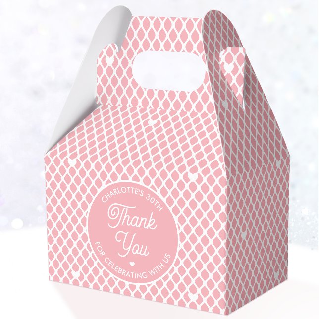 Cute Thank You Birthday Name Any Age Pretty Pink Favour Box (Creator Uploaded)