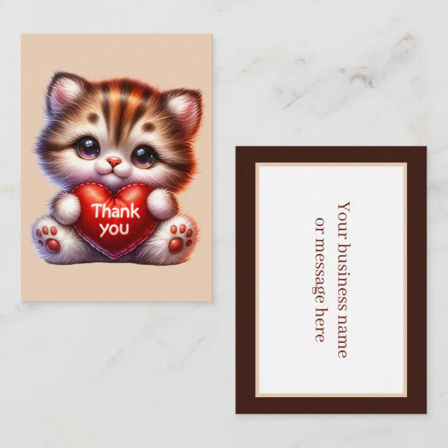 Cute thank you cat add message card | Zazzle