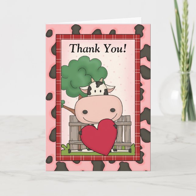 Cute Thank You - Cow & Heart (Front)