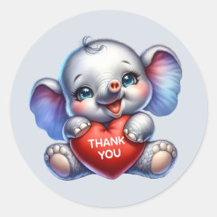 Cute Thank you elephant Classic Round Sticker