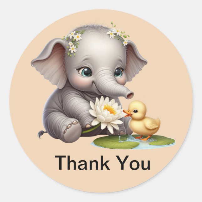 Cute Thank You Elephant Stickers (Front)