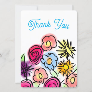 Cute Thank You Floral Art Thank You Card