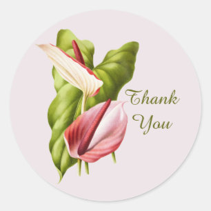 Cute thank you flowers classic round sticker