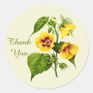 Cute thank you flowers classic round sticker