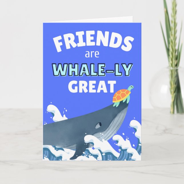 Cute Thank You for Friendship Whale and Turtle Card (Front)
