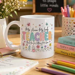 Cute Thank You for Helping Me Grow Floral Coffee Mug