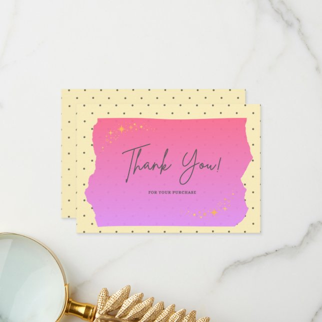 Cute Thank You For Your Purchase Card (Front/Back In Situ)