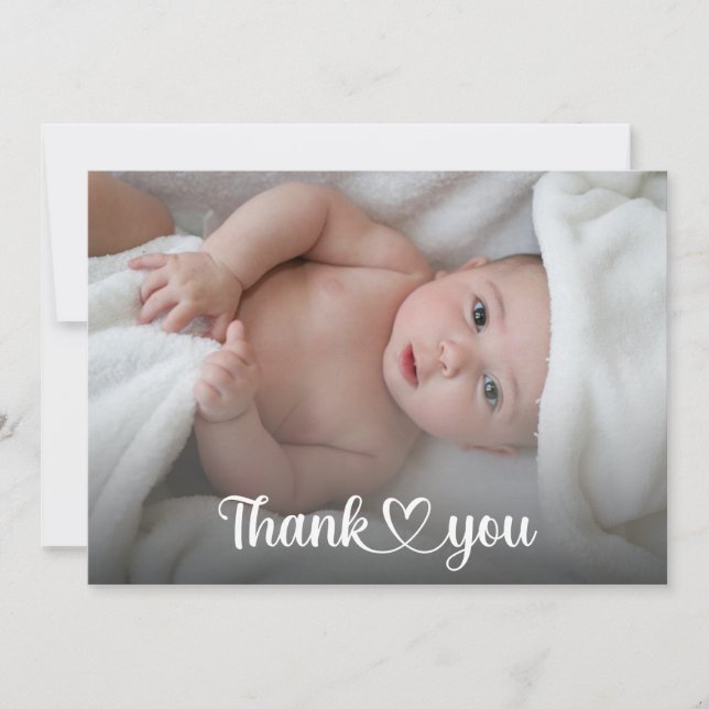 Cute Thank You Heart New Baby Shower Custom Photo (Front)