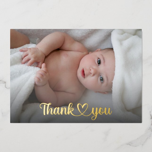 Cute Thank You Heart New Baby Shower Custom Photo (Front)
