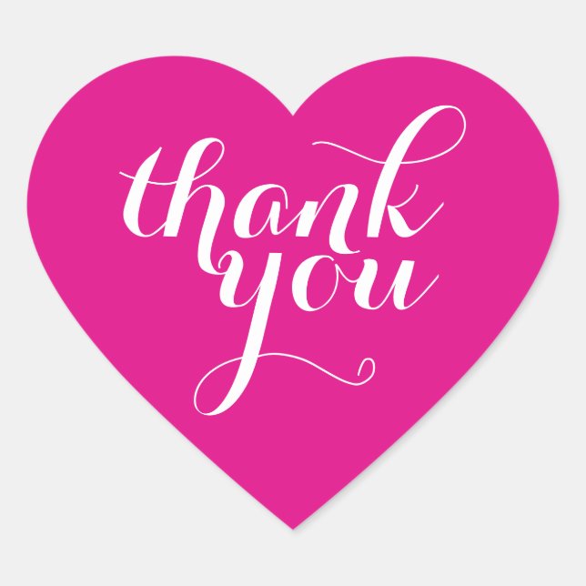 CUTE THANK YOU HEART SEAL modern plain bright pink (Front)