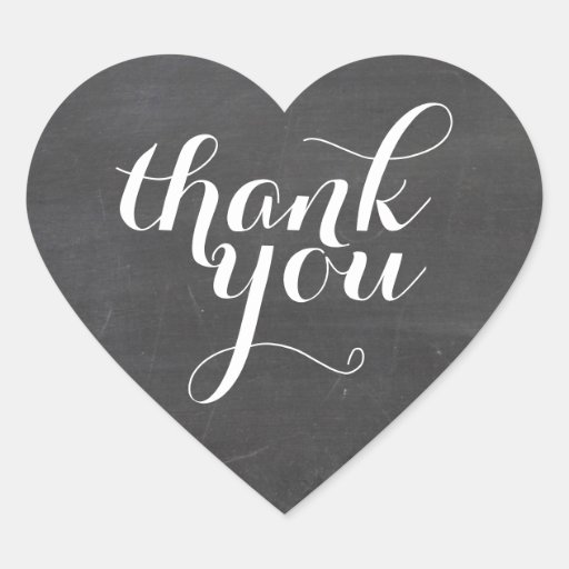 Image of CUTE THANK YOU HEART SEAL modern plain chalkboard