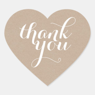 CUTE THANK YOU HEART SEAL modern plain eco kraft
