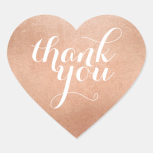 CUTE THANK YOU HEART SEAL modern script rose gold