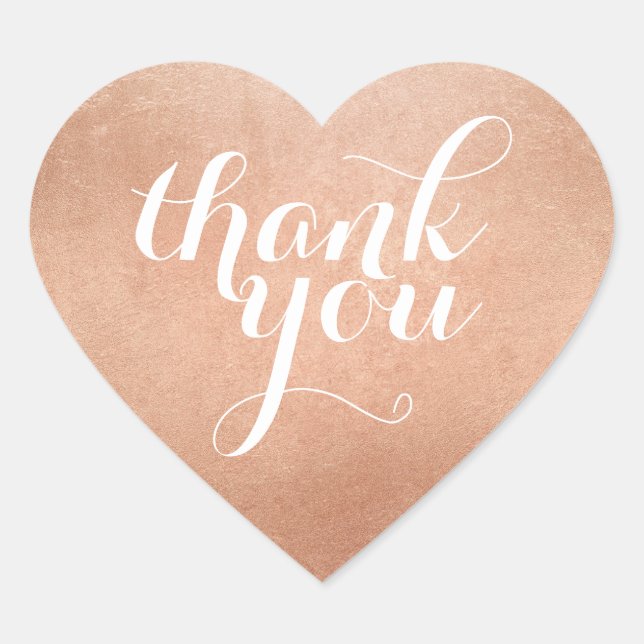 CUTE THANK YOU HEART SEAL modern script rose gold (Front)