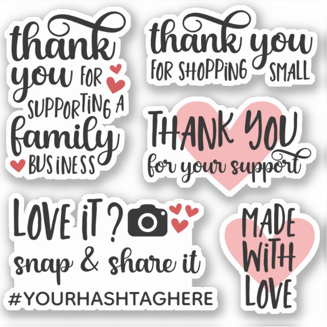 Cute Thank You Hearts Small Business (Front)