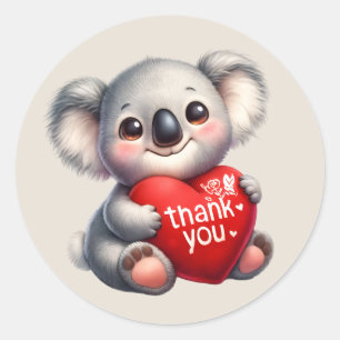 Cute Thank you Koala bear Classic Round Sticker
