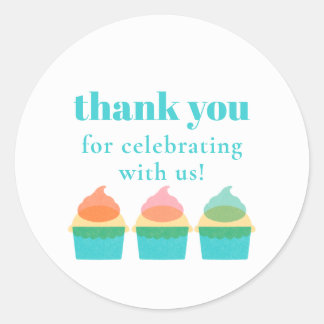 Cute Thank You Modern Whimsical Birthday  Classic Round Sticker