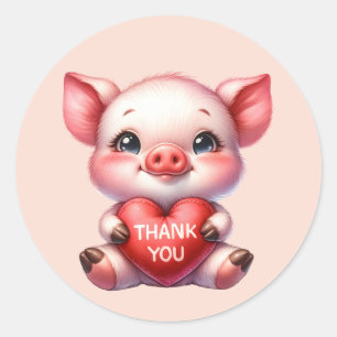 Cute Thank you pig Classic Round Sticker