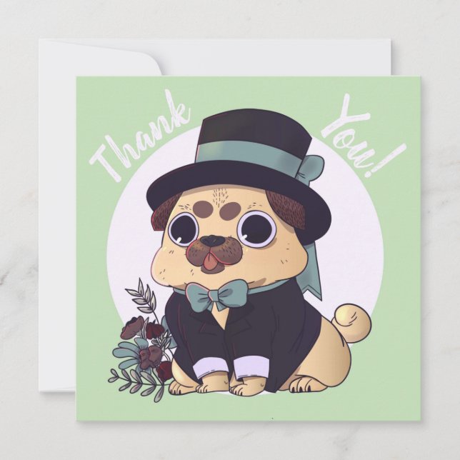Cute Thank You Pug Invitation (Front)