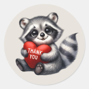 Cute Thank you racoon Classic Round Sticker