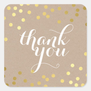 CUTE THANK YOU SEAL modern gold confetti eco kraft