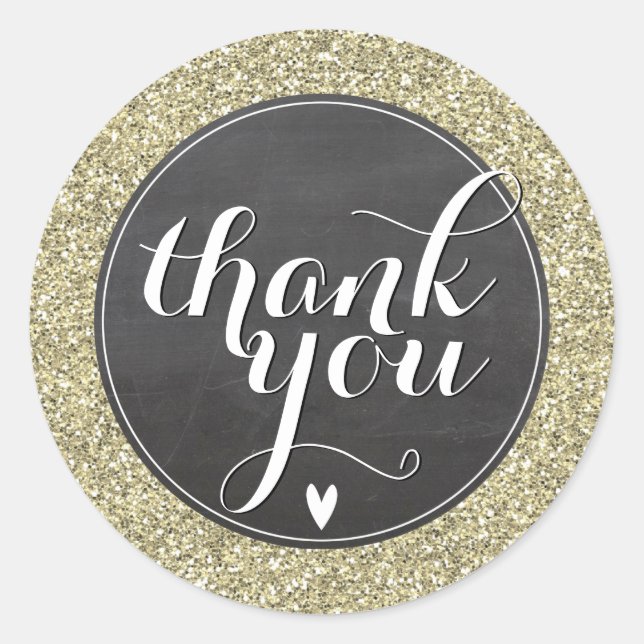 CUTE THANK YOU SEAL modern simple glitter gold (Front)