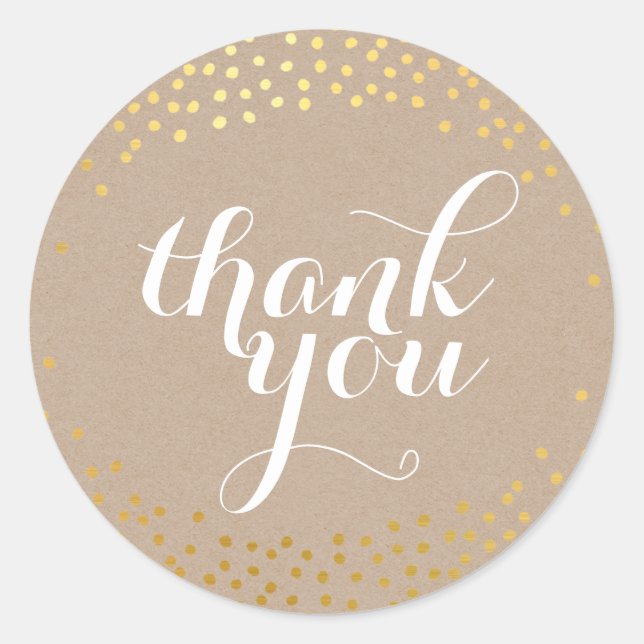 CUTE THANK YOU SEAL rustic gold confetti kraft (Front)