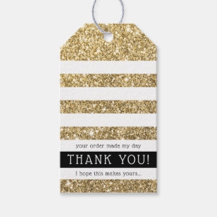 CUTE THANK YOU TAG modern stripe luxe gold glitter