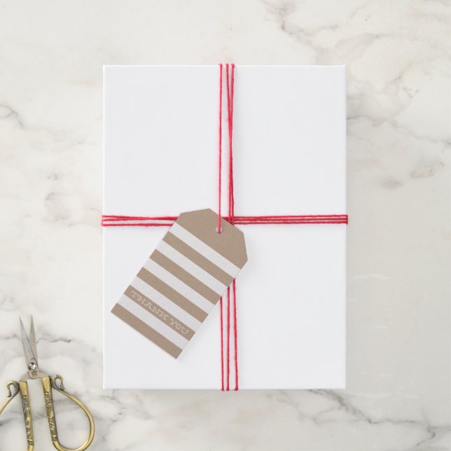 CUTE THANK YOU TAG modern stripe simple kraft (With Twine)