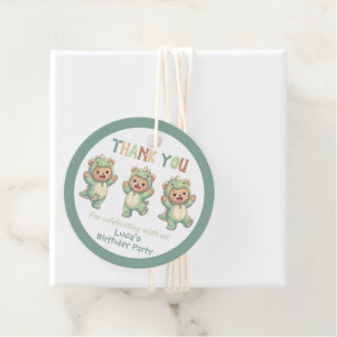 Cute Thank You Teddy Bear Dinosaur Birthday Favour Tags