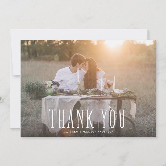 Cute Thank You White Overlay Card (Front)