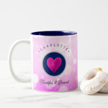Cute Thankful and Blessed Heart Add Your Name Pink