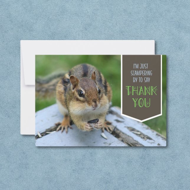 Cute Thankful Chipmunk Flat Thank You Card (Creator Uploaded)