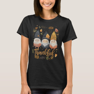 Cute Thankful Fall Gnomes Women's Halloween Cottag T-Shirt