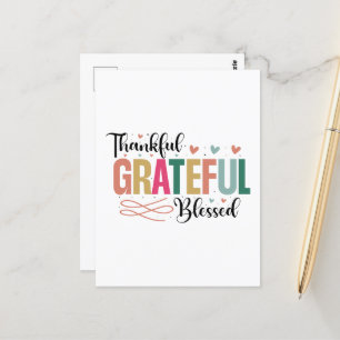 Cute thankful grateful blessed word art  postcard
