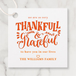 Cute Thankful Grateful Thanksgiving Treat Favour Tags
