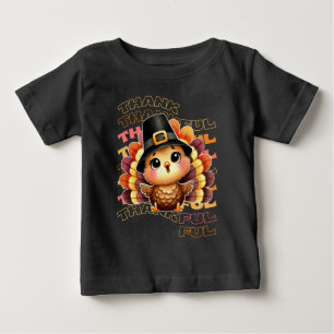 Cute Thankful Turkey - Funny Thanksgiving Baby T-Shirt