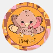 Cute Thankful Turkey Stickers 