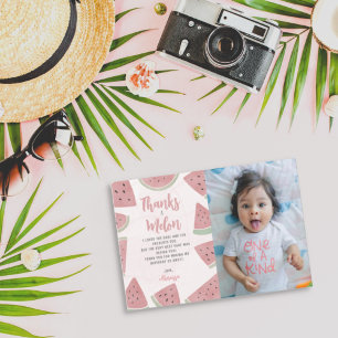 Cute Thanks a Melon Watercolor Watermelon Birthday Thank You Card