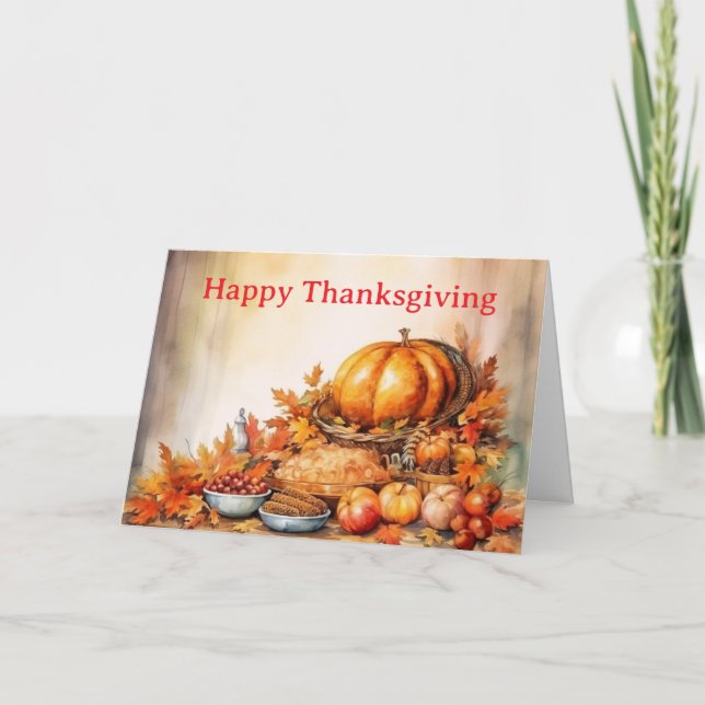 Cute Thanksgiving Background Holiday Card (Front)