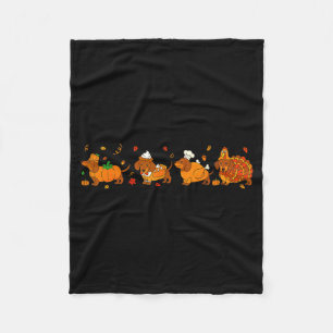 Cute Thanksgiving Dachshund Dogs Fall Gobble Prepp Fleece Blanket