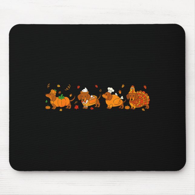 Cute Thanksgiving Dachshund Dogs Fall Gobble Prepp Mouse Mat (Front)