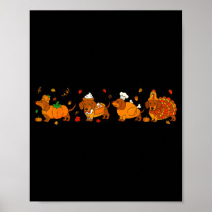 Cute Thanksgiving Dachshund Dogs Fall Gobble Prepp Poster