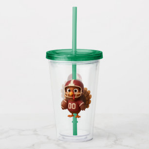 Cute Thanksgiving day football turkey Acrylic Tumbler