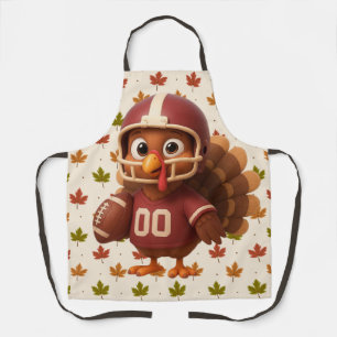 Cute Thanksgiving day football turkey Apron