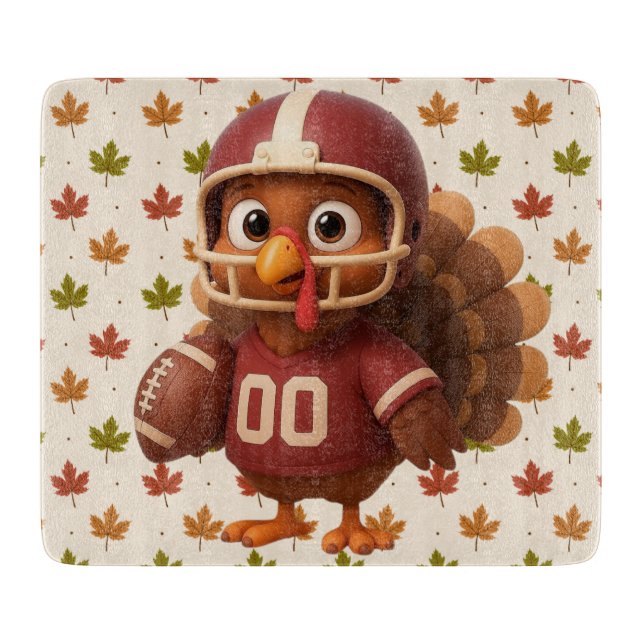 Cute Thanksgiving day football turkey Cutting Board (Front)