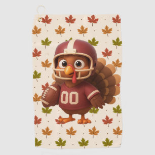 Cute Thanksgiving day football turkey Golf Towel