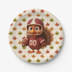 Cute Thanksgiving day football turkey Paper Plate