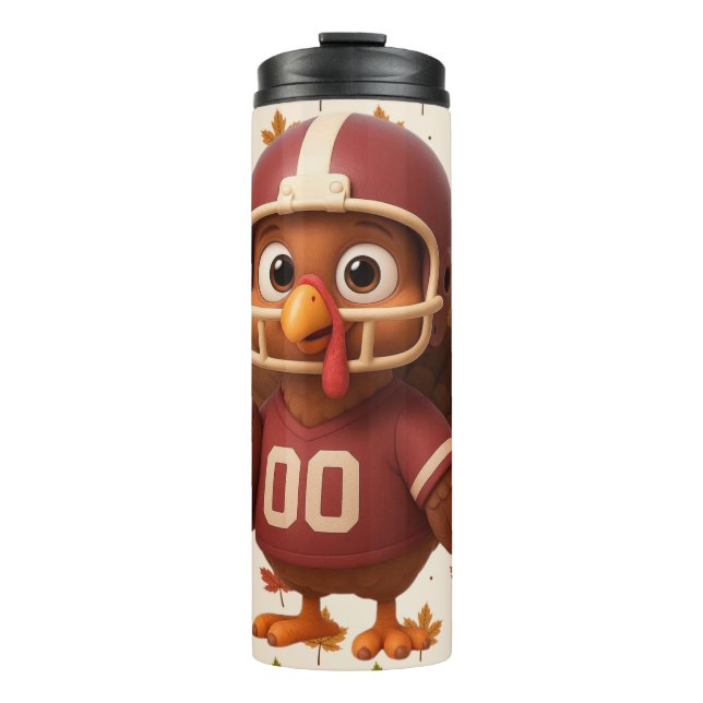 Cute Thanksgiving day football turkey Thermal Tumbler (Front)